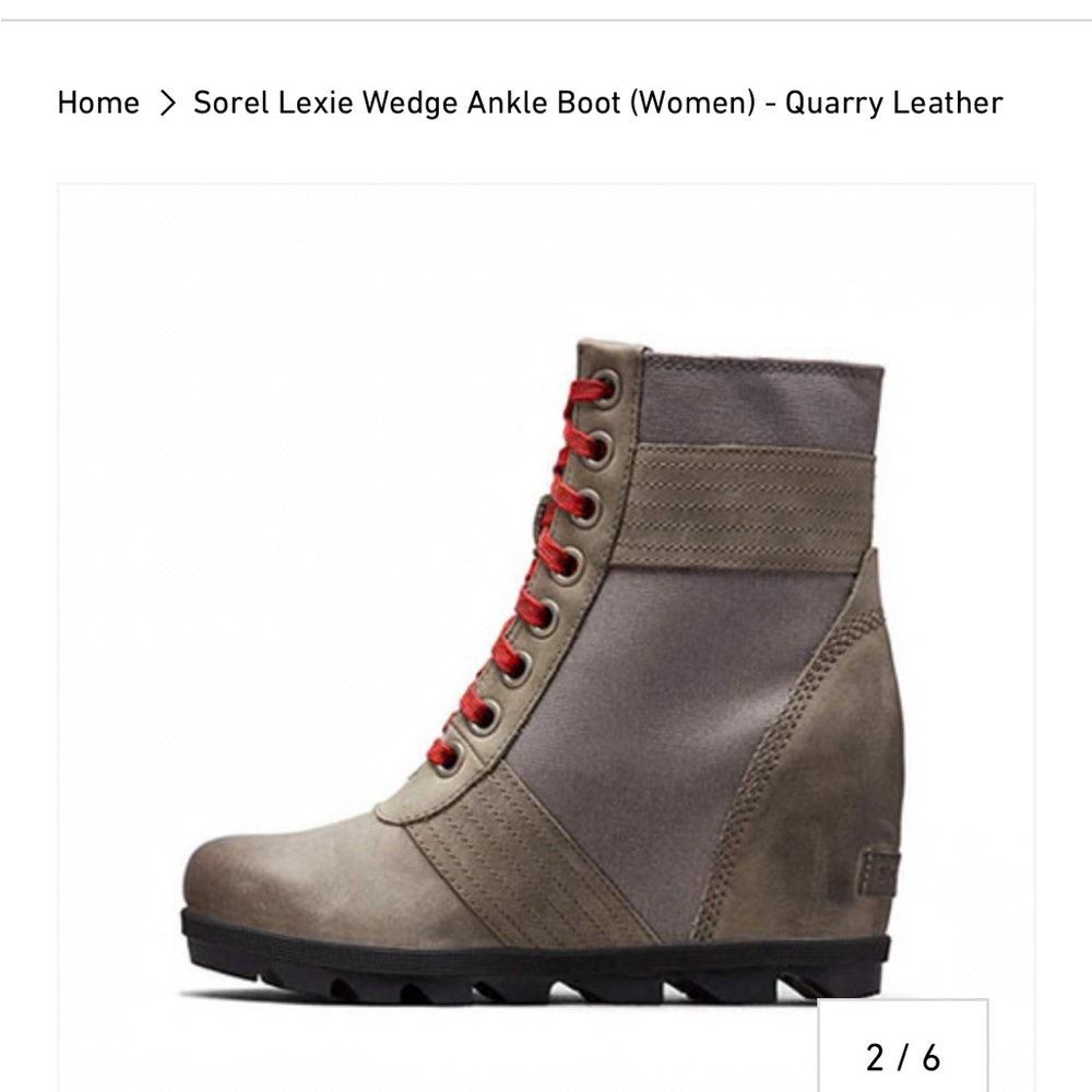 Sorel Lexie Wedge Ankle Boot - Size 10 Quarry Leather - Picture 2 of 10